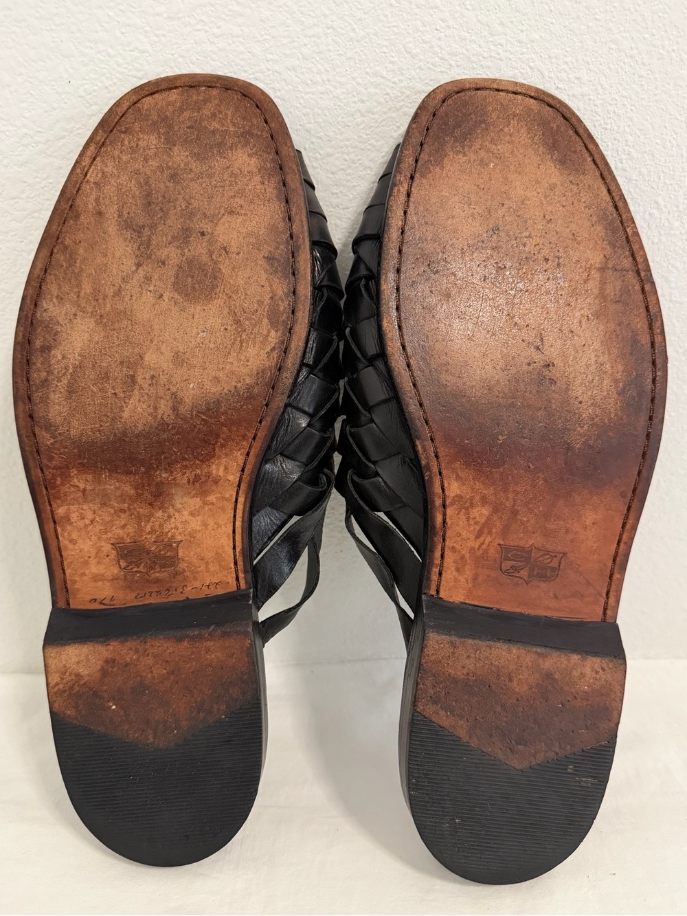 Cole Haan Resort Sandals Men's 11 D Black Leather Woven Slip On made in India - Picture 10 of 10